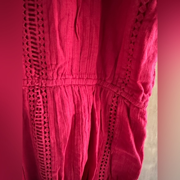 Joie red gauze, embroidered, midi dress, size large, NWT - Picture 6 of 12